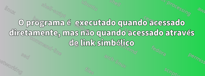 O programa é executado quando acessado diretamente, mas não quando acessado através de link simbólico