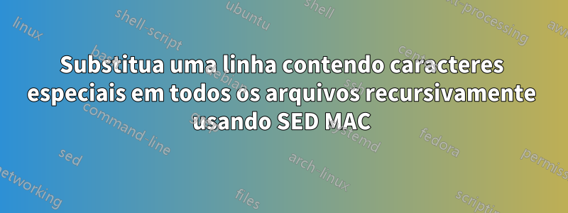 Substitua uma linha contendo caracteres especiais em todos os arquivos recursivamente usando SED MAC