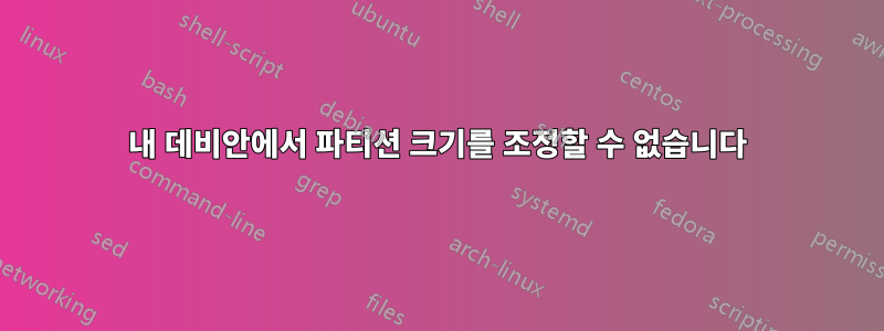 내 데비안에서 파티션 크기를 조정할 수 없습니다