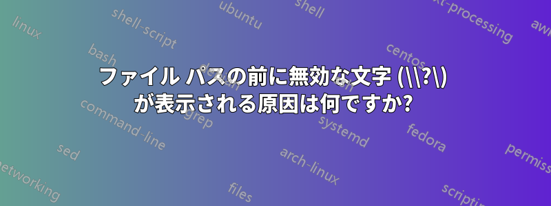 ファイル パスの前に無効な文字 (\\?\) が表示される原因は何ですか?