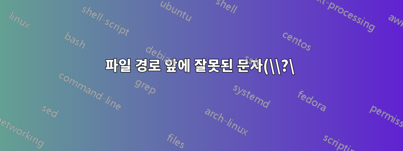 파일 경로 앞에 잘못된 문자(\\?\)가 나타나는 원인은 무엇입니까?