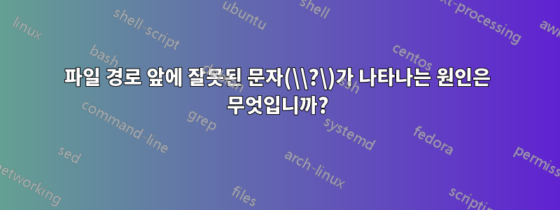 파일 경로 앞에 잘못된 문자(\\?\)가 나타나는 원인은 무엇입니까?