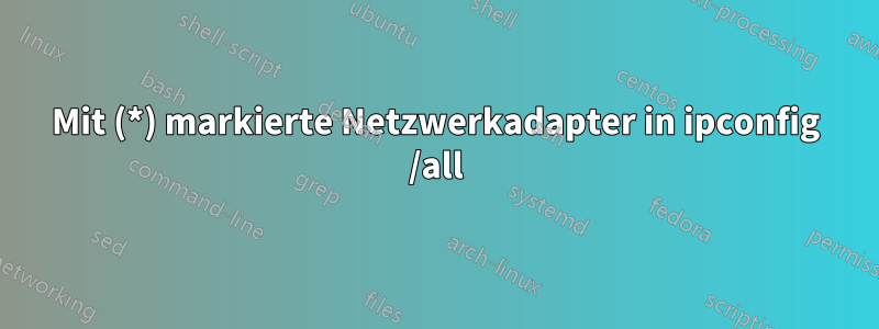 Mit (*) markierte Netzwerkadapter in ipconfig /all