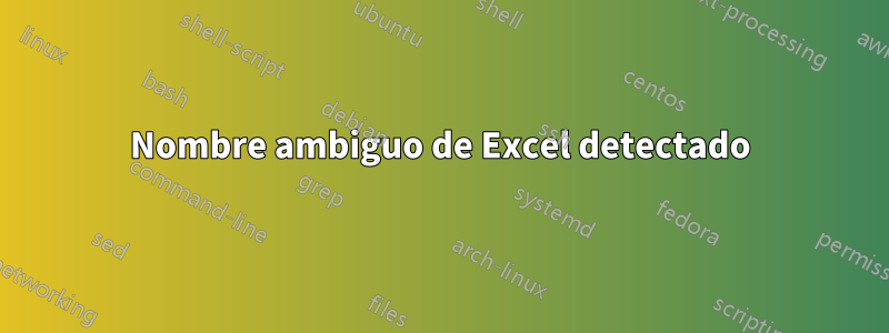 Nombre ambiguo de Excel detectado