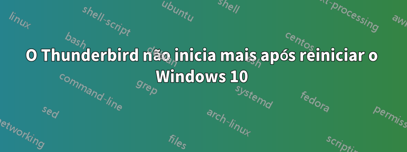 O Thunderbird não inicia mais após reiniciar o Windows 10