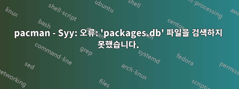 pacman - Syy: 오류: 'packages.db' 파일을 검색하지 못했습니다.