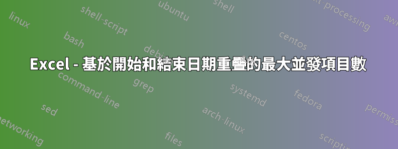 Excel - 基於開始和結束日期重疊的最大並發項目數