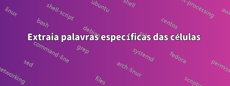 Extraia palavras específicas das células