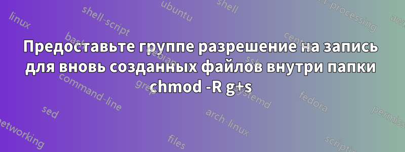 Предоставьте группе разрешение на запись для вновь созданных файлов внутри папки chmod -R g+s