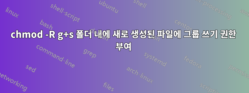 chmod -R g+s 폴더 내에 새로 생성된 파일에 그룹 쓰기 권한 부여