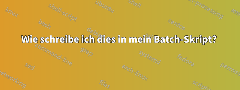 Wie schreibe ich dies in mein Batch-Skript?