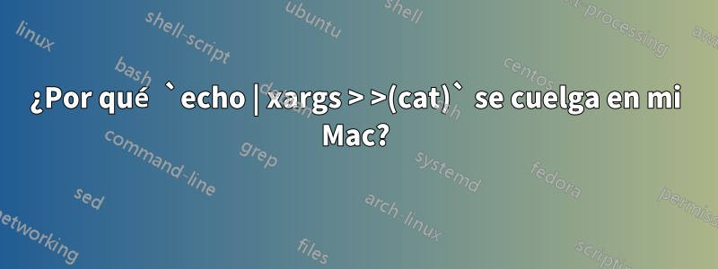 ¿Por qué `echo | xargs > >(cat)` se cuelga en mi Mac?