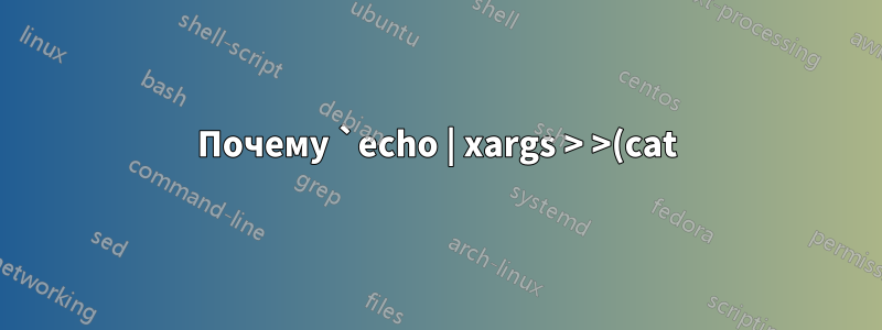 Почему `echo | xargs > >(cat)` зависает на моем Mac?