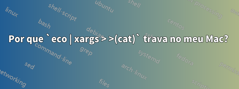 Por que `eco | xargs > >(cat)` trava no meu Mac?