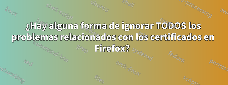 ¿Hay alguna forma de ignorar TODOS los problemas relacionados con los certificados en Firefox? 