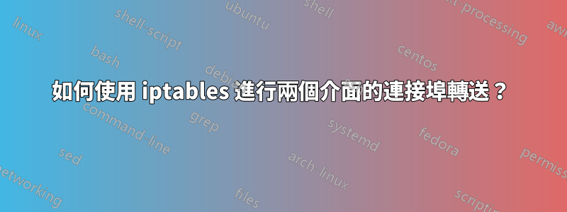 如何使用 iptables 進行兩個介面的連接埠轉送？