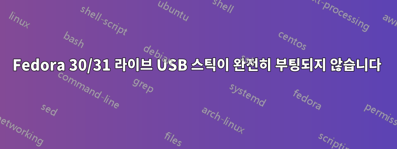 Fedora 30/31 라이브 USB 스틱이 완전히 부팅되지 않습니다