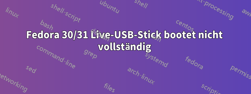 Fedora 30/31 Live-USB-Stick bootet nicht vollständig