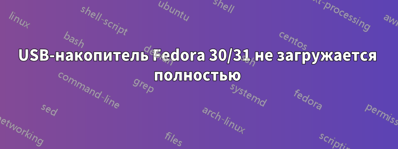 USB-накопитель Fedora 30/31 не загружается полностью