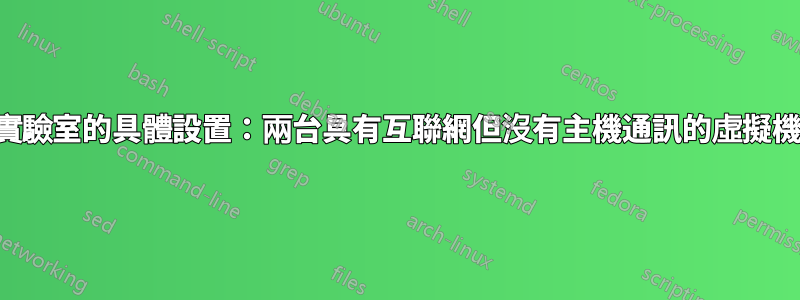 實驗室的具體設置：兩台具有互聯網但沒有主機通訊的虛擬機