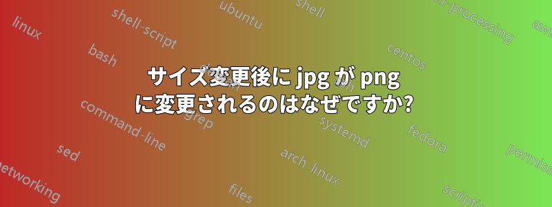 サイズ変更後に jpg が png に変更されるのはなぜですか?