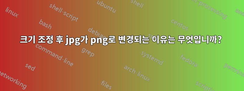 크기 조정 후 jpg가 png로 변경되는 이유는 무엇입니까?