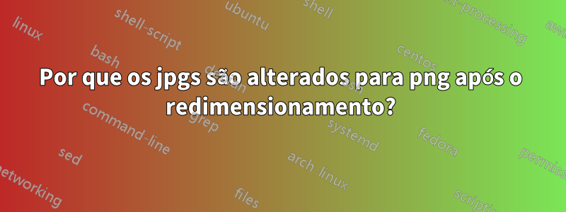 Por que os jpgs são alterados para png após o redimensionamento?