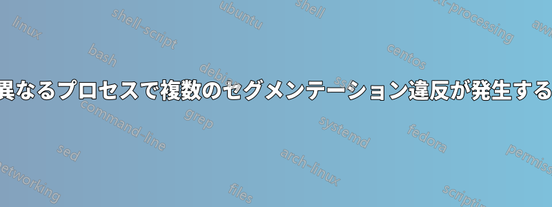 異なるプロセスで複数のセグメンテーション違反が発生する