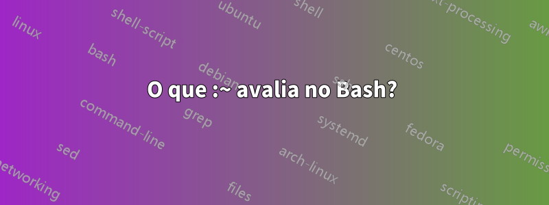 O que :~ avalia no Bash?