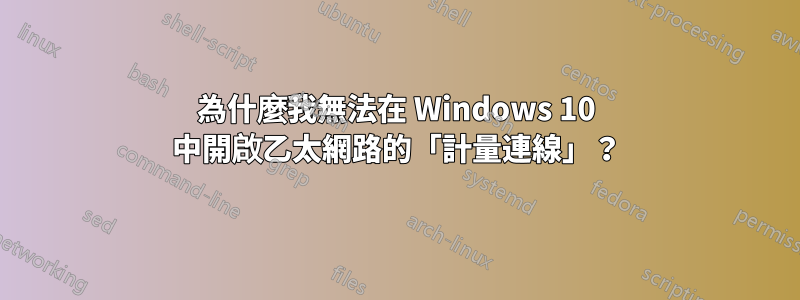 為什麼我無法在 Windows 10 中開啟乙太網路的「計量連線」？