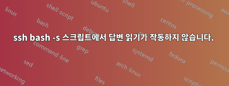 ssh bash -s 스크립트에서 답변 읽기가 작동하지 않습니다.