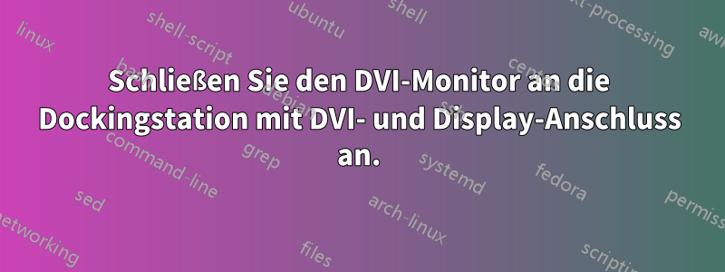 Schließen Sie den DVI-Monitor an die Dockingstation mit DVI- und Display-Anschluss an.