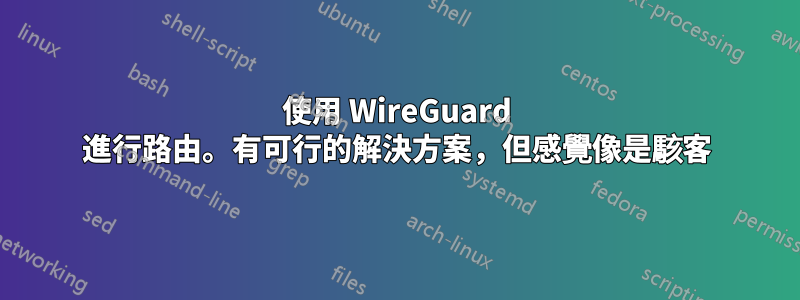 使用 WireGuard 進行路由。有可行的解決方案，但感覺像是駭客