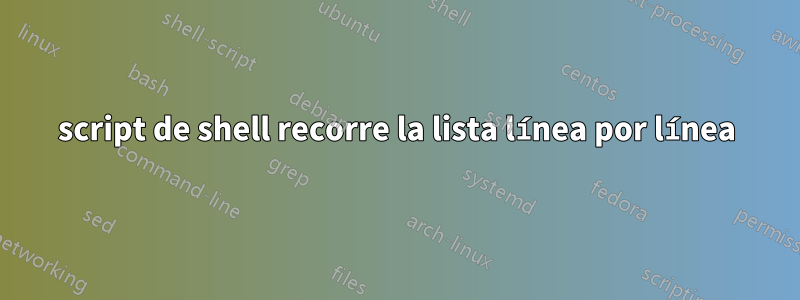 script de shell recorre la lista línea por línea