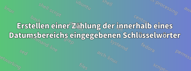 Erstellen einer Zählung der innerhalb eines Datumsbereichs eingegebenen Schlüsselwörter