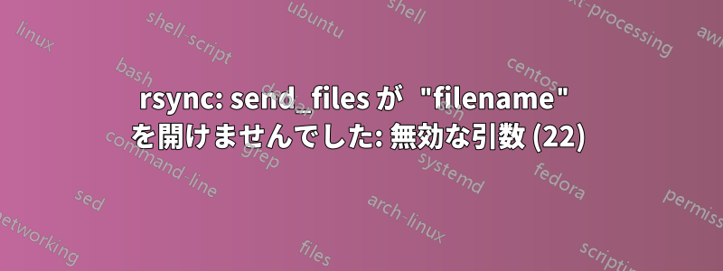 rsync: send_files が "filename" を開けませんでした: 無効な引数 (22)