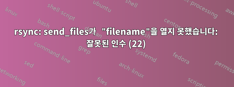 rsync: send_files가 "filename"을 열지 못했습니다: 잘못된 인수 (22)