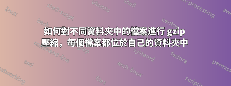 如何對不同資料夾中的檔案進行 gzip 壓縮，每個檔案都位於自己的資料夾中