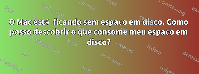 O Mac está ficando sem espaço em disco. Como posso descobrir o que consome meu espaço em disco?