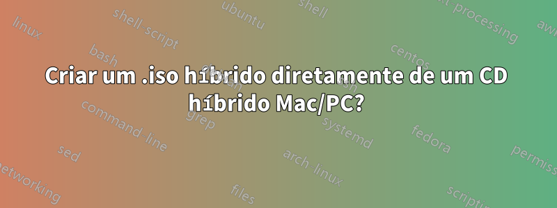 Criar um .iso híbrido diretamente de um CD híbrido Mac/PC?