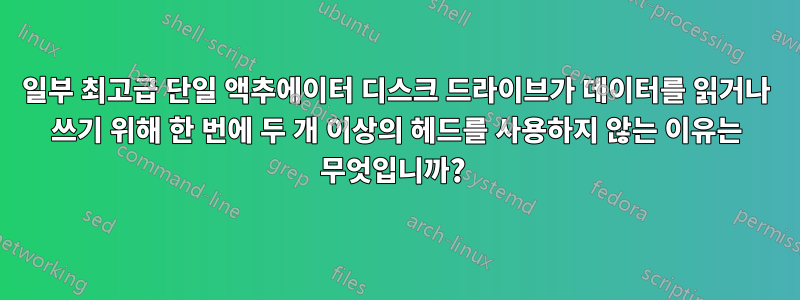 일부 최고급 단일 액추에이터 디스크 드라이브가 데이터를 읽거나 쓰기 위해 한 번에 두 개 이상의 헤드를 사용하지 않는 이유는 무엇입니까? 