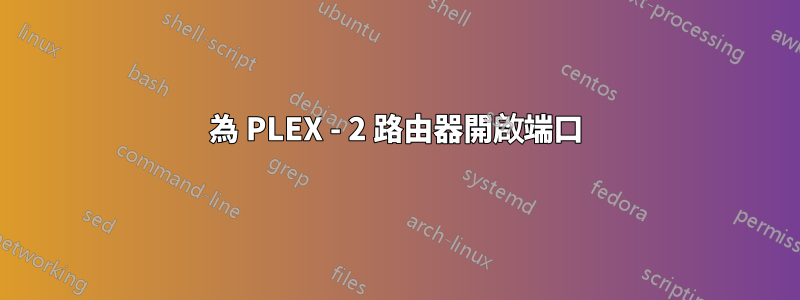 為 PLEX - 2 路由器開啟端口