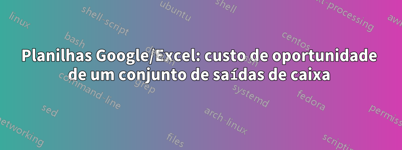 Planilhas Google/Excel: custo de oportunidade de um conjunto de saídas de caixa