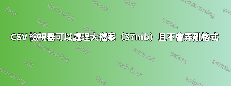 CSV 檢視器可以處理大檔案（37mb）且不會弄亂格式