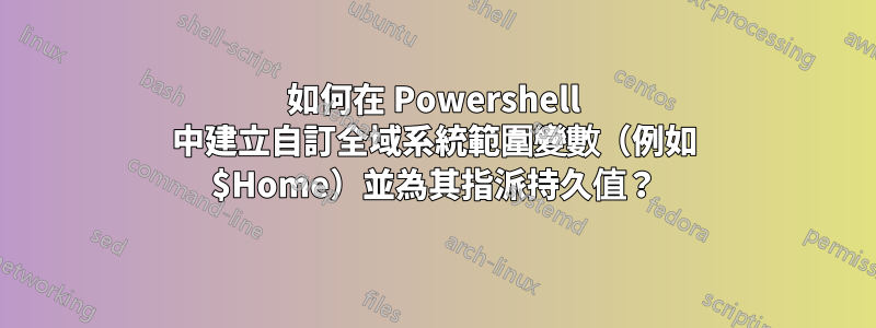 如何在 Powershell 中建立自訂全域系統範圍變數（例如 $Home）並為其指派持久值？