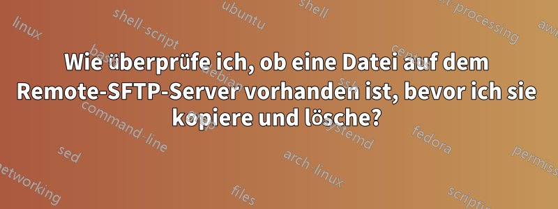 Wie überprüfe ich, ob eine Datei auf dem Remote-SFTP-Server vorhanden ist, bevor ich sie kopiere und lösche?