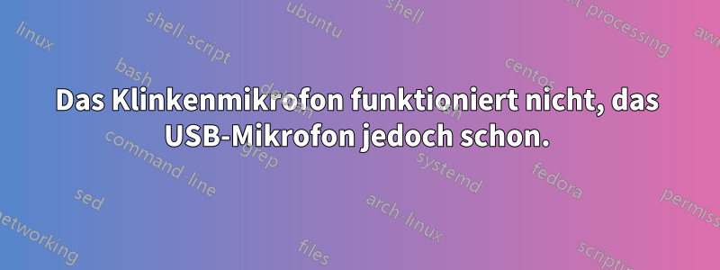 Das Klinkenmikrofon funktioniert nicht, das USB-Mikrofon jedoch schon.