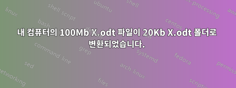 내 컴퓨터의 100Mb X.odt 파일이 20Kb X.odt 폴더로 변환되었습니다.