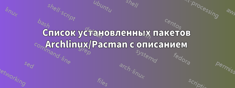 Список установленных пакетов Archlinux/Pacman с описанием