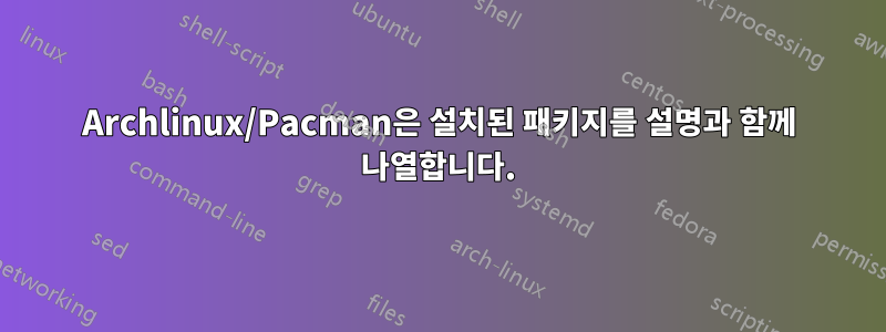 Archlinux/Pacman은 설치된 패키지를 설명과 함께 나열합니다.
